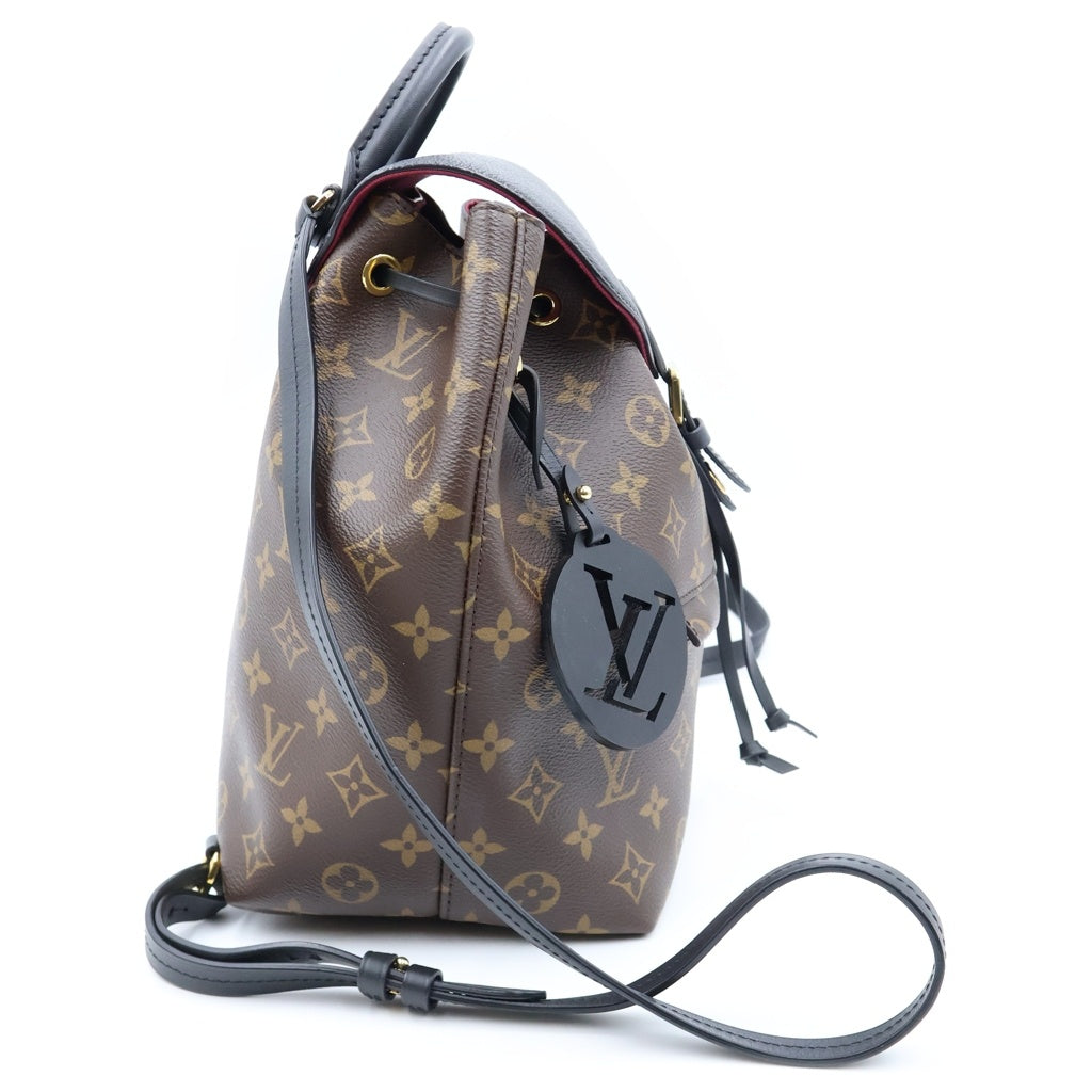 LOUIS VUITTON(ルイヴィトン) モノグラム モンスリNM リュックサック バックパック ブラック×ブラウン レザー×PVC M45515 ゴールド金具 レディース