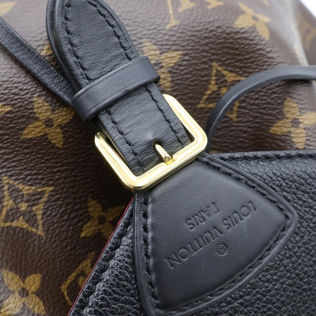 LOUIS VUITTON(ルイヴィトン) モノグラム モンスリNM リュックサック バックパック ブラック×ブラウン レザー×PVC M45515 ゴールド金具 レディース