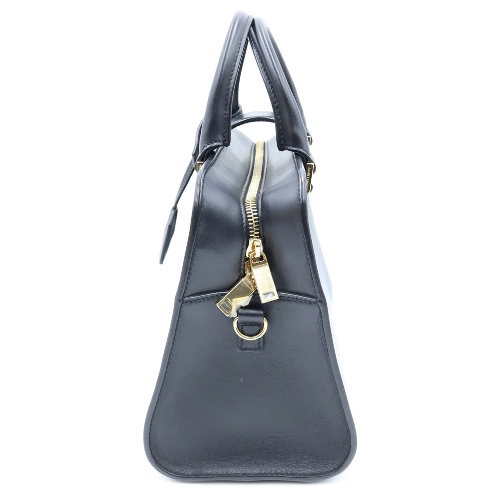 SAINT LAURENT PARIS(サンローランパリ) ベイビーカバス 2WAYショルダーバッグ ハンドバッグ ブラック レザー 568853 ゴールド金具 レディース