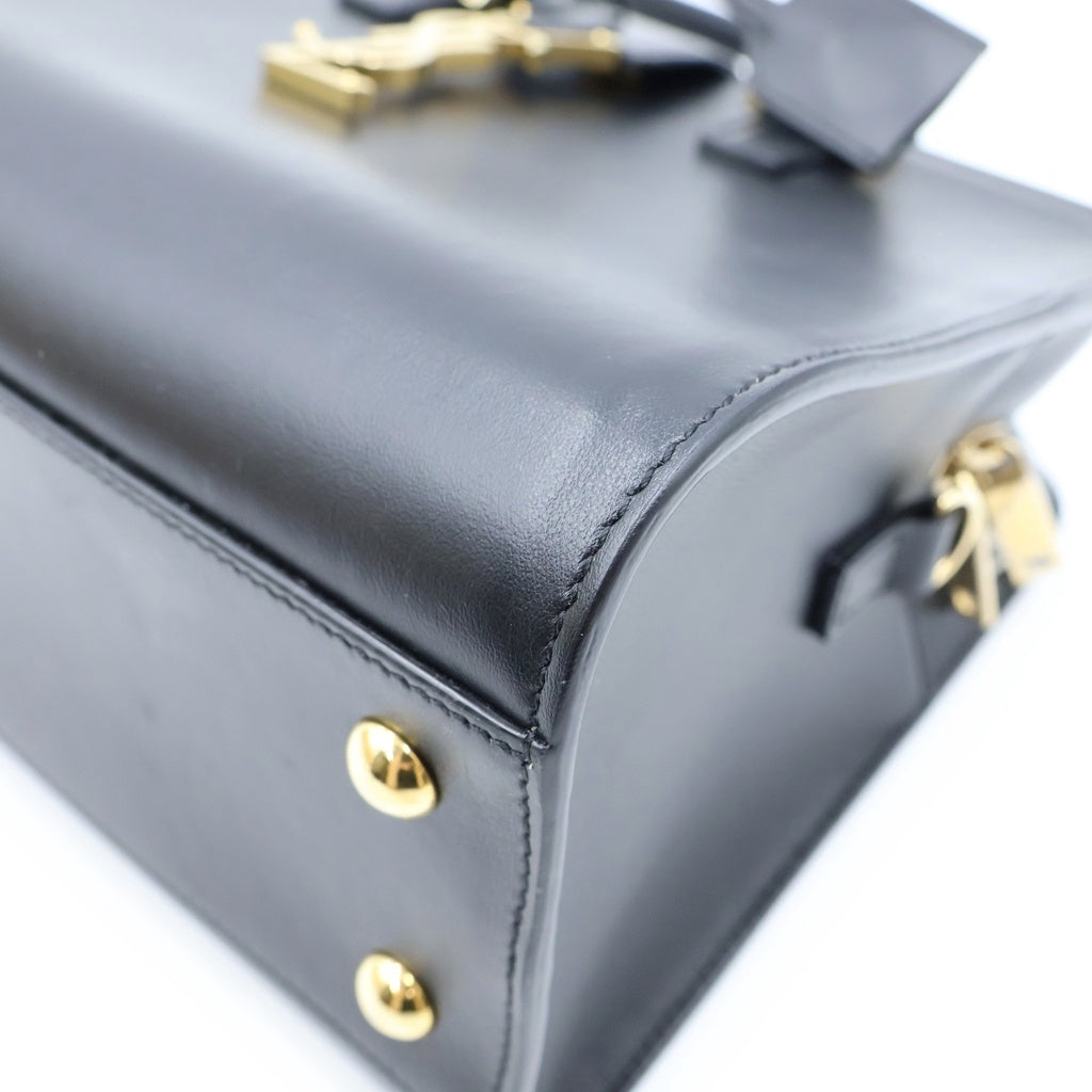 SAINT LAURENT PARIS(サンローランパリ) ベイビーカバス 2WAYショルダーバッグ ハンドバッグ ブラック レザー 568853 ゴールド金具 レディース