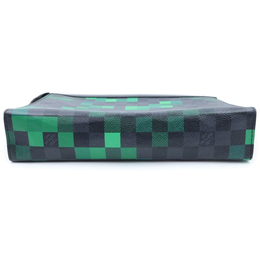 LOUIS VUITTON(ルイヴィトン) ダミエ グラフィットピクセル ポシェットヴォワヤージュMM クラッチバッグ ブラック/グリーン N60176
