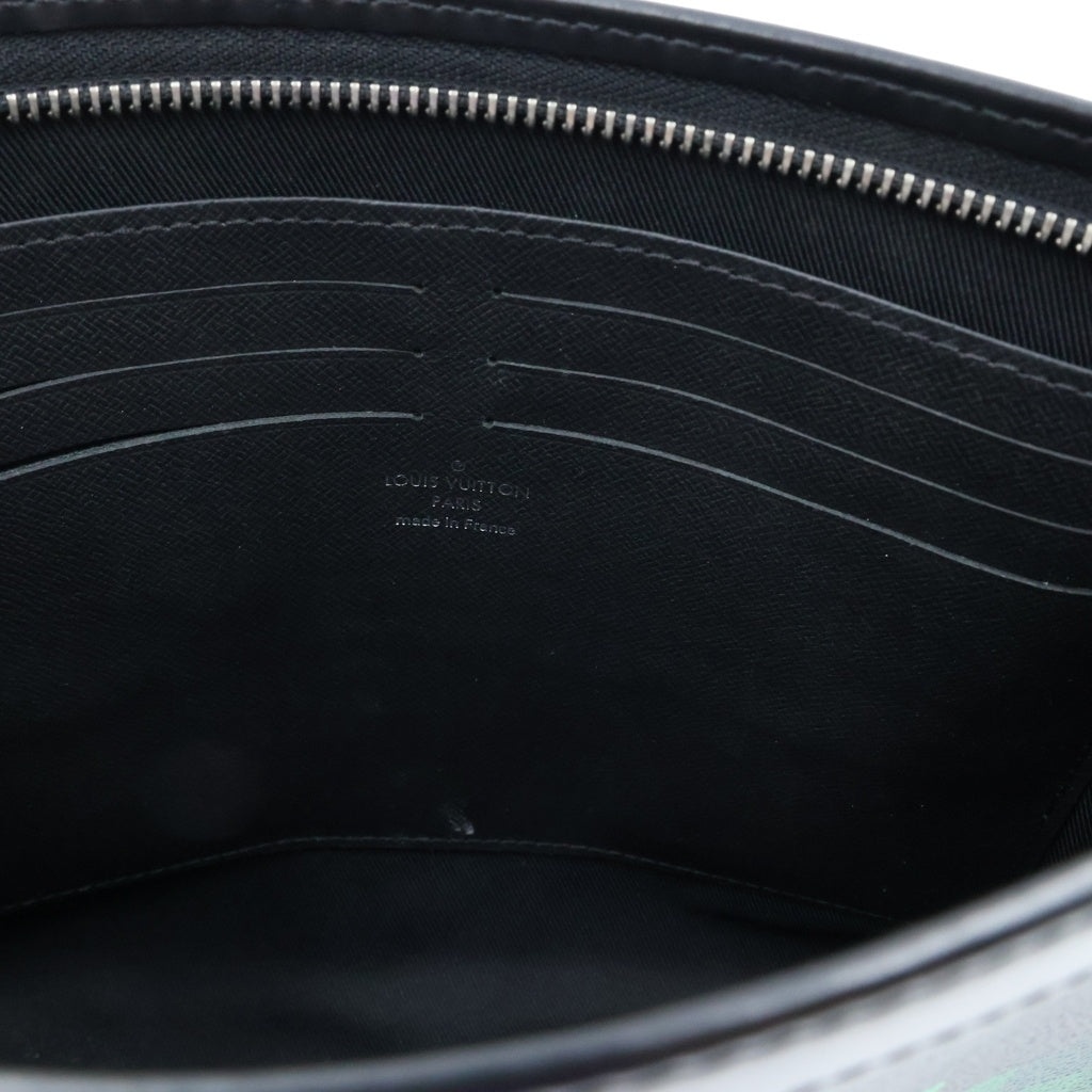 LOUIS VUITTON(ルイヴィトン) ダミエ グラフィットピクセル ポシェットヴォワヤージュMM クラッチバッグ ブラック/グリーン N60176