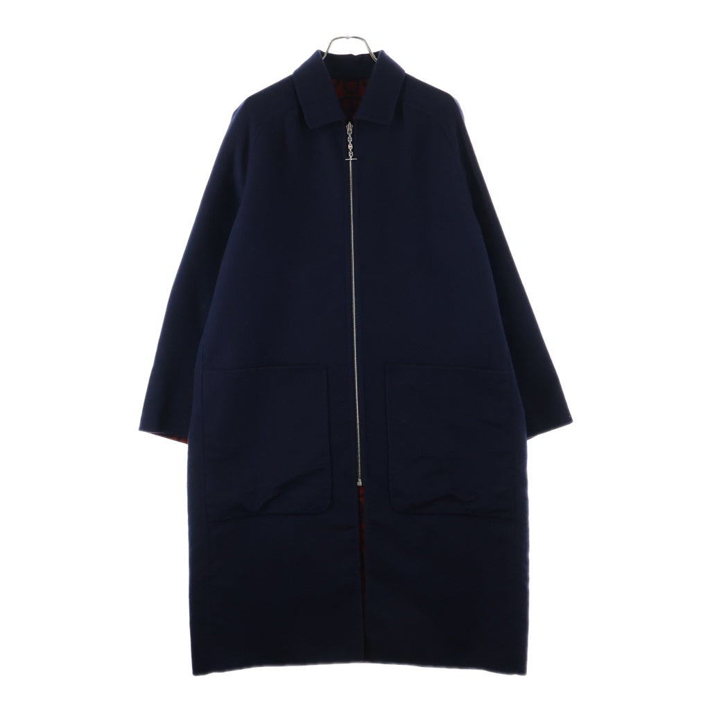HERMES(エルメス) 23SS シェーヌダンクル リバーシブル カシミヤジップアップコート ネイビー×レッド #44 3E0130D1 レディース