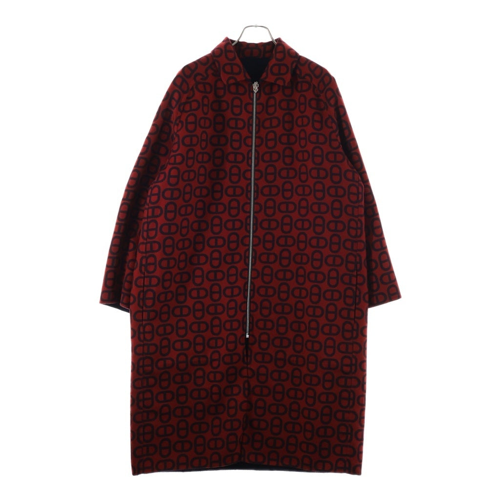 HERMES(エルメス) 23SS シェーヌダンクル リバーシブル カシミヤジップアップコート ネイビー×レッド #44 3E0130D1 レディース
