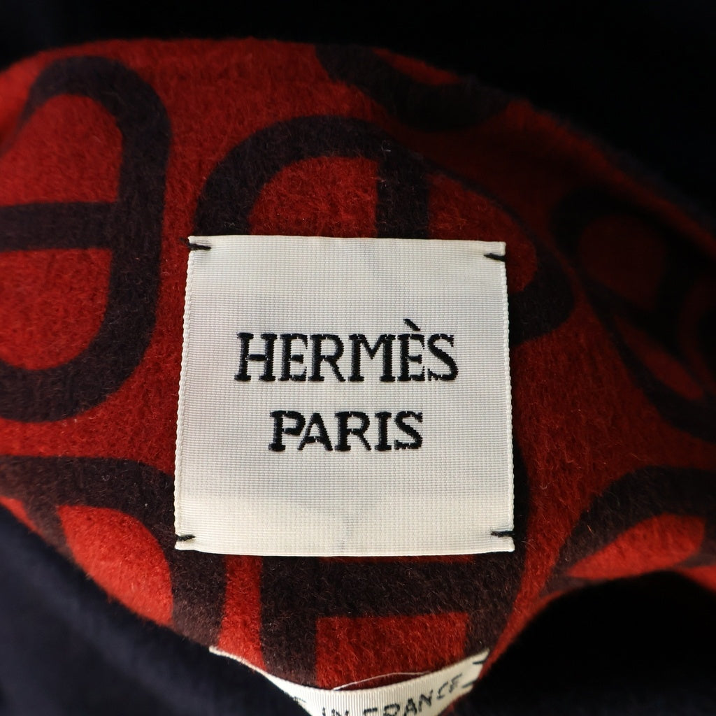 HERMES(エルメス) 23SS シェーヌダンクル リバーシブル カシミヤジップアップコート ネイビー×レッド #44 3E0130D1 レディース