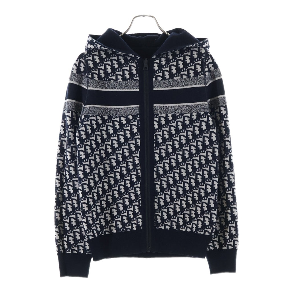 Christian Dior(クリスチャンディオール) オブリーク テクニカル リバーシブル ジップアップニットパーカー ネイビー 054G12AM055 レディース