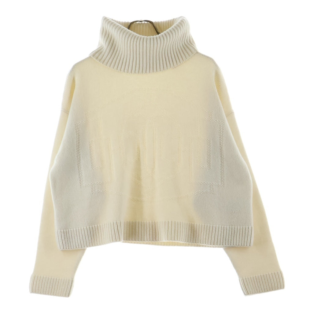 HERMES(エルメス) Logo Cashmere Knit Hリフト タートルネック カシミヤニット 長袖セーター ホワイト 5H2622D1 レディース