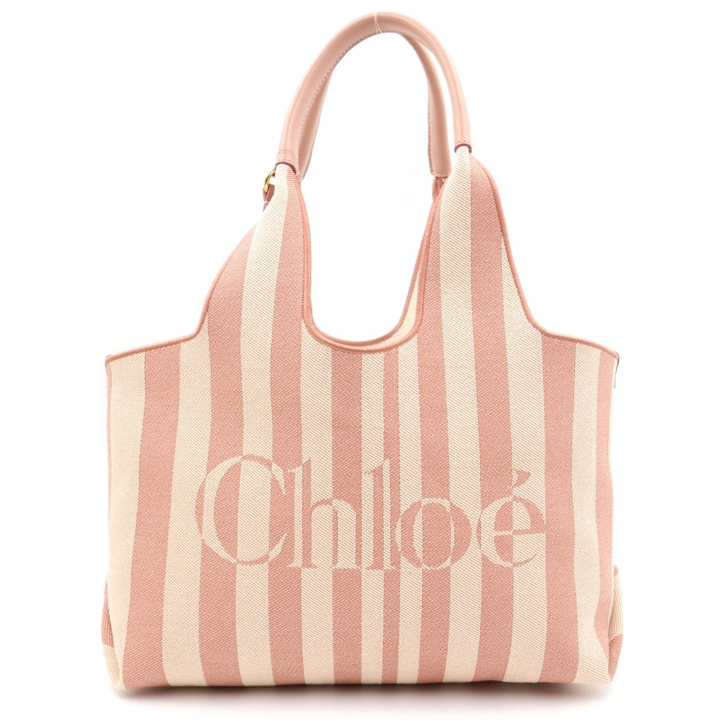 Chloe(クロエ) Stripy イーストウエスト ハンドバッグ トートバッグ ピンク レザー ゴールド金具 レディース
