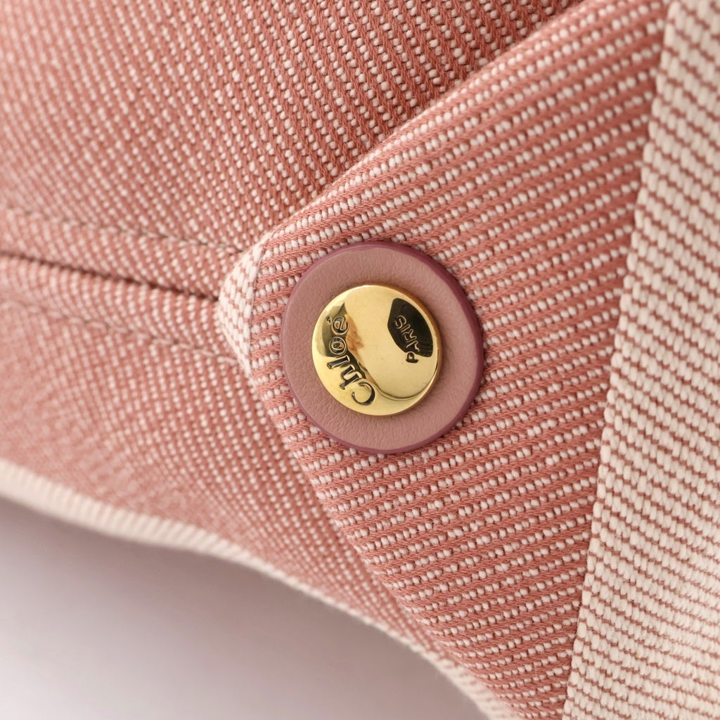 Chloe(クロエ) Stripy イーストウエスト ハンドバッグ トートバッグ ピンク レザー ゴールド金具 レディース