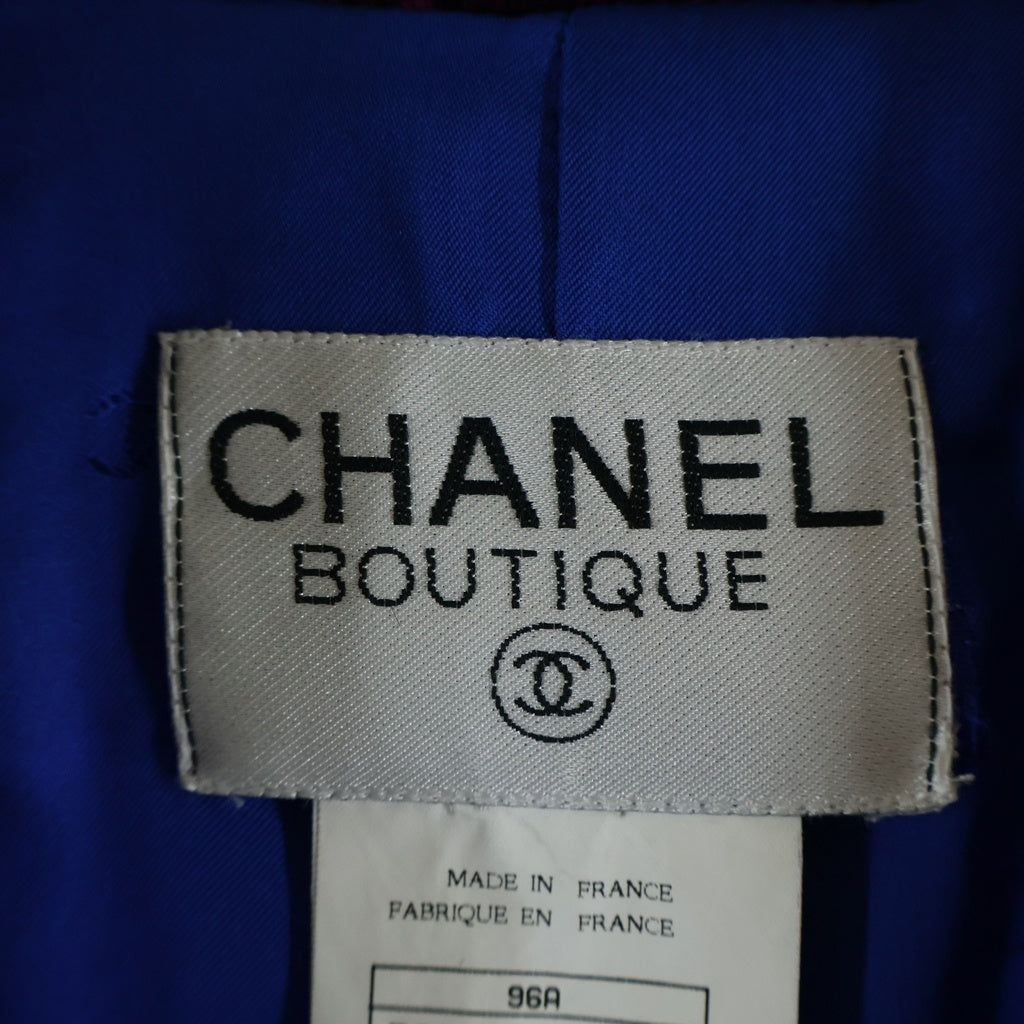CHANEL(シャネル) 96A グリポアボタン ベロア切り替え ウール ステンカラーコート ブルー P08319W02320 レディース
