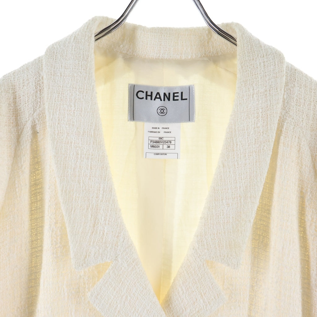 CHANEL(シャネル) 09C ココマークボタン ツイード ダブルブレスト テーラードジャケット ホワイト P34880V23478 レディース
