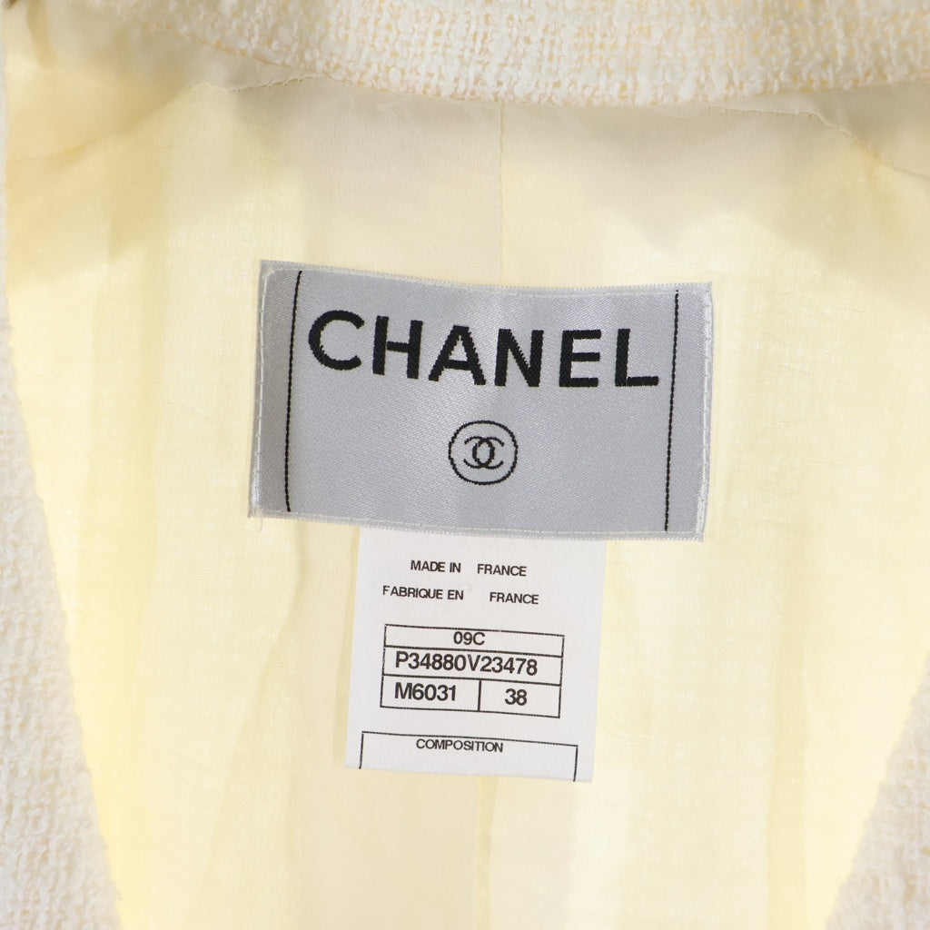 CHANEL(シャネル) 09C ココマークボタン ツイード ダブルブレスト テーラードジャケット ホワイト P34880V23478 レディース
