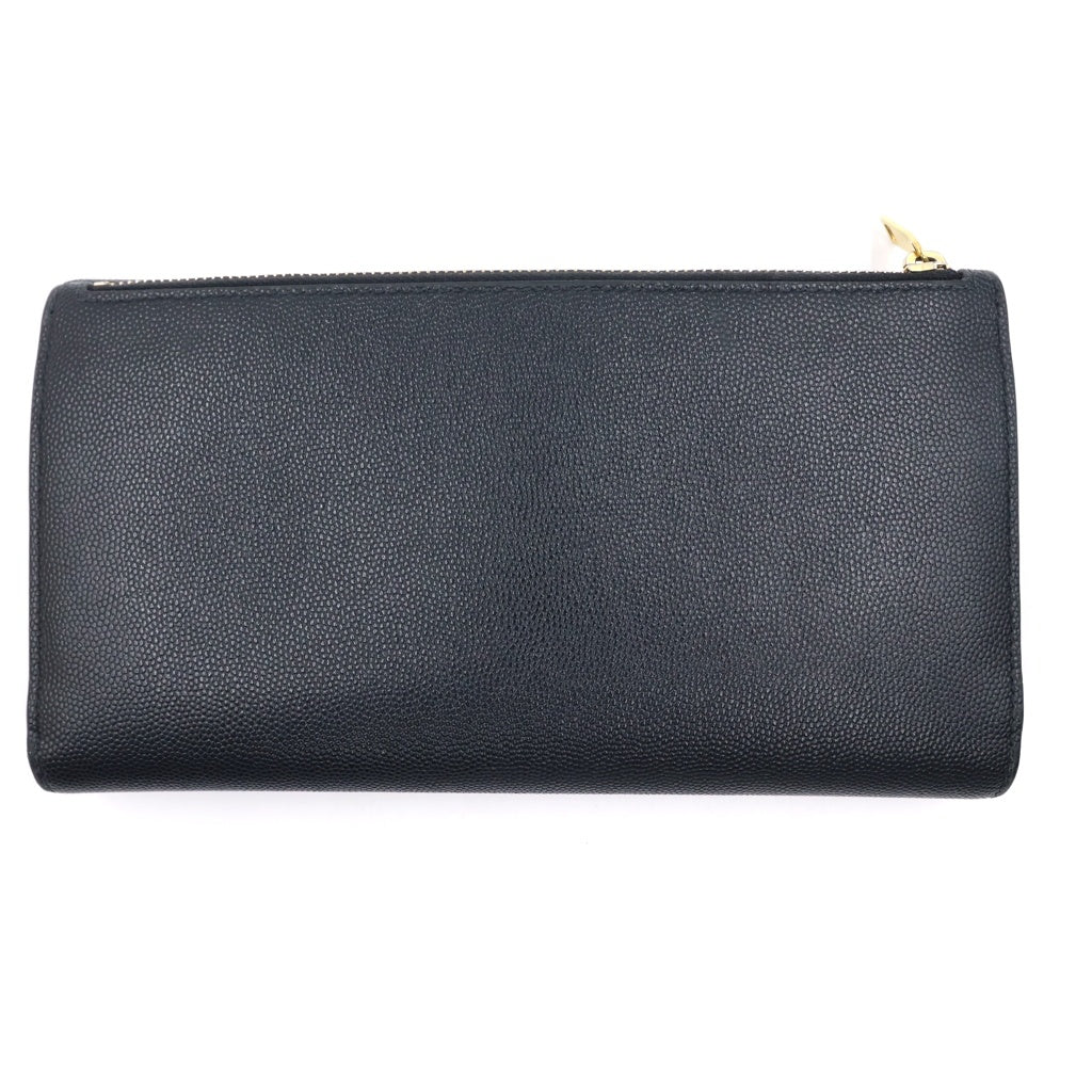 Yves Saint Laurent rive gauche(イヴサンローランリヴゴーシュ) ロゴ ロングウォレット 二つ折り長財布 カードケース ブラック ゴールド金具
