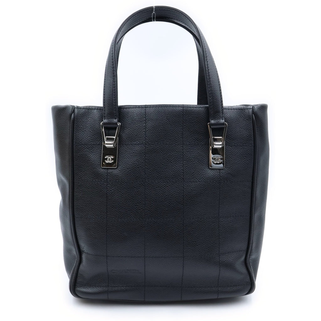 CHANEL(シャネル) チョコバー キャビアスキン シルバー金具 トートバッグ ハンドバッグ ブラック 8番台 レディース