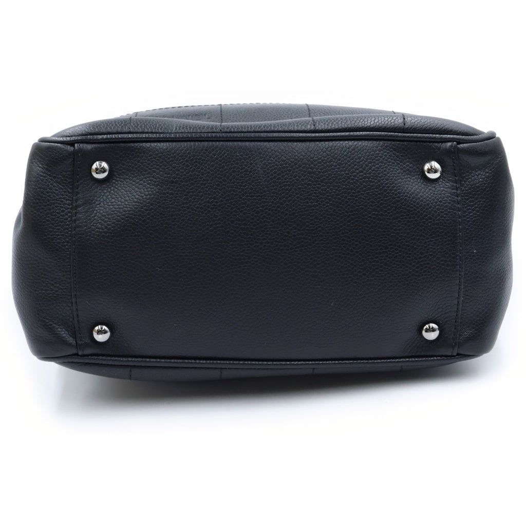 CHANEL(シャネル) チョコバー キャビアスキン シルバー金具 トートバッグ ハンドバッグ ブラック 8番台 レディース