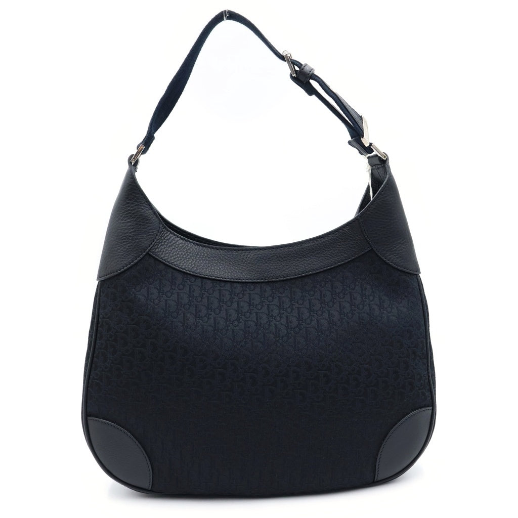 Christian Dior(クリスチャンディオール) ストリートシック トロッター レザー×キャンバス ワンショルダーバッグ トートバッグ ハンドバッグ ブラック レディース