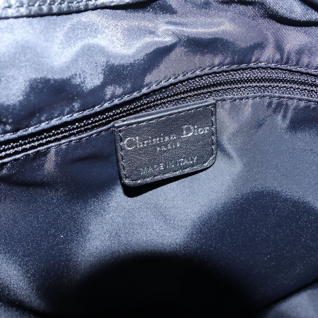 Christian Dior(クリスチャンディオール) ストリートシック トロッター レザー×キャンバス ワンショルダーバッグ トートバッグ ハンドバッグ ブラック レディース