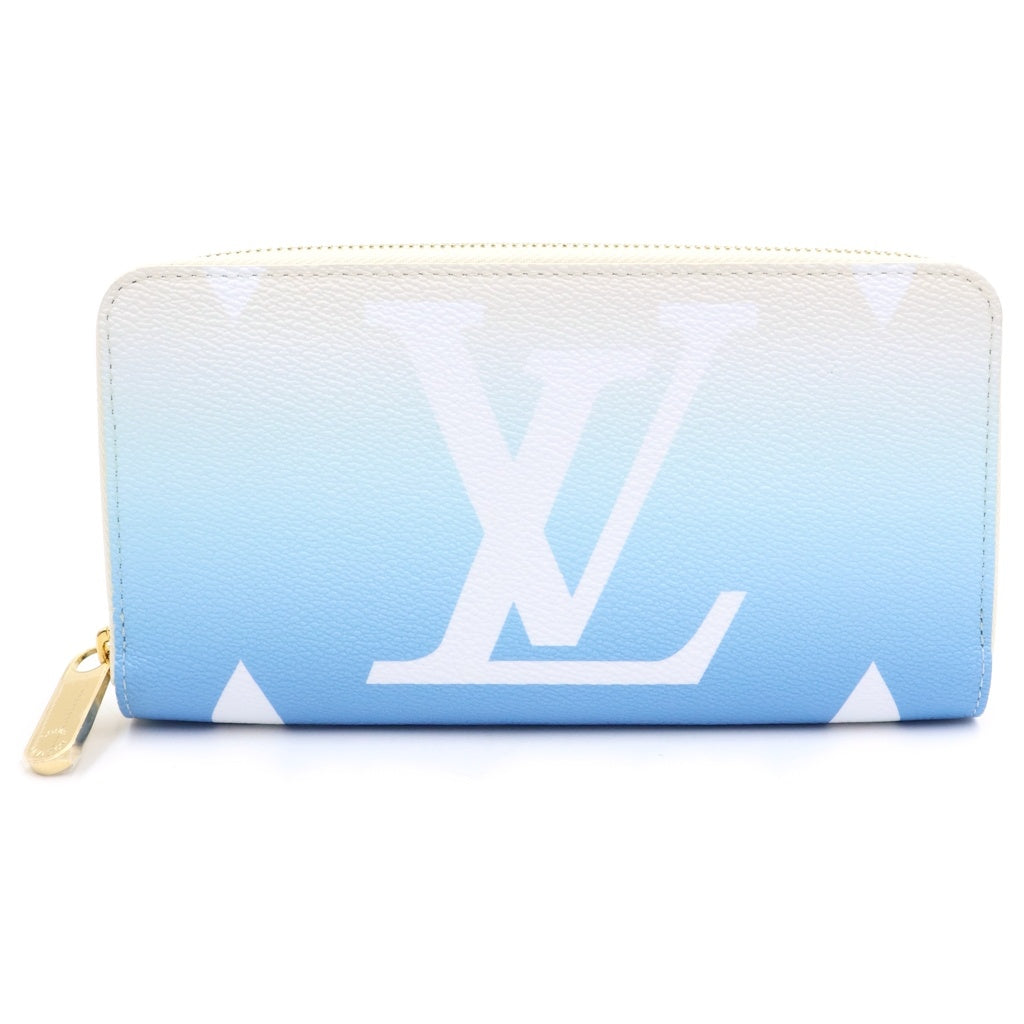 LOUIS VUITTON(ルイヴィトン) バイ ザ プール コレクション ジッピーウォレット ラウンドファスナー 長財布 モノグラム ジャイアント レザー ホワイト/スカイブルー M80360 レディース