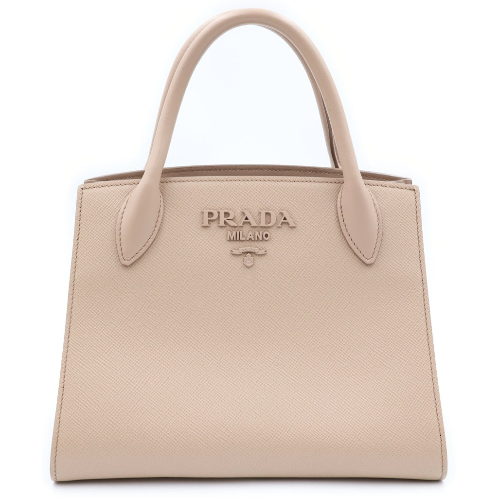 PRADA(プラダ) モノクローム スモール ハンドバック 2wayバック サフィアーノ レザー ピンク 1BA156 レディース