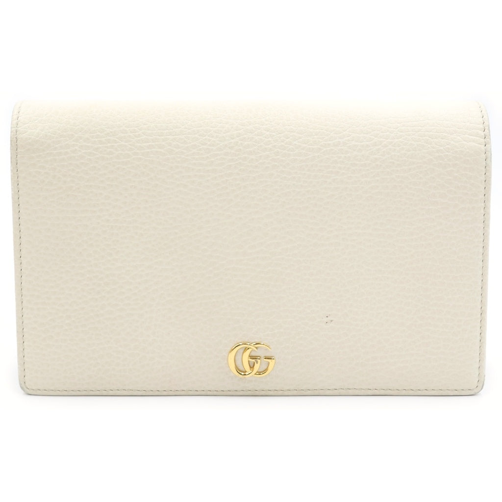 GUCCI(グッチ) GGマーモント チェーン ウォレット ミニ ショルダーバック レザー ホワイト 497985 レディース