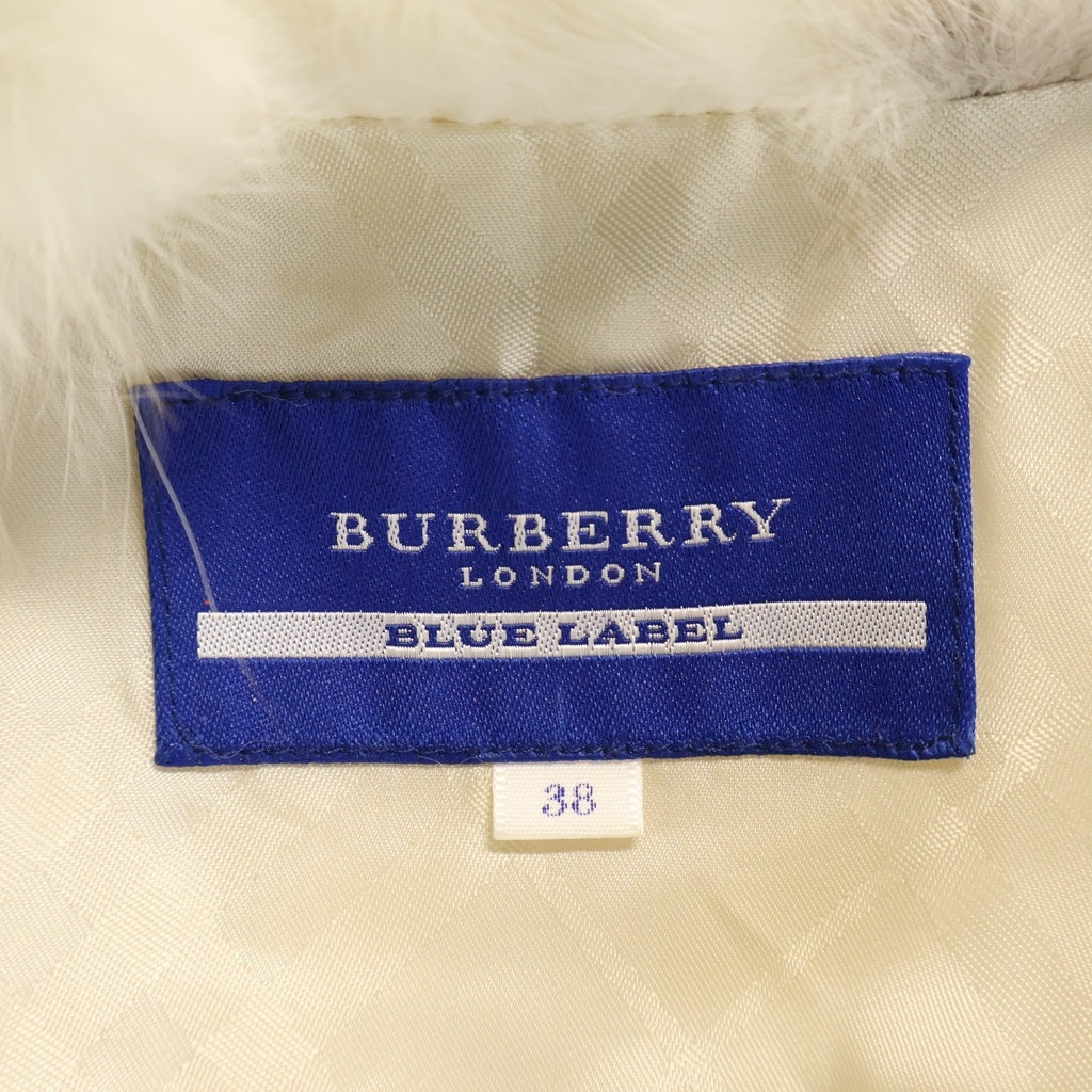 BURBERRY BLUE LABEL(バーバリーブルーレーベル) ラビット×フォックス ファージャケット ショートジャケット アウター #38 ホワイト レディース