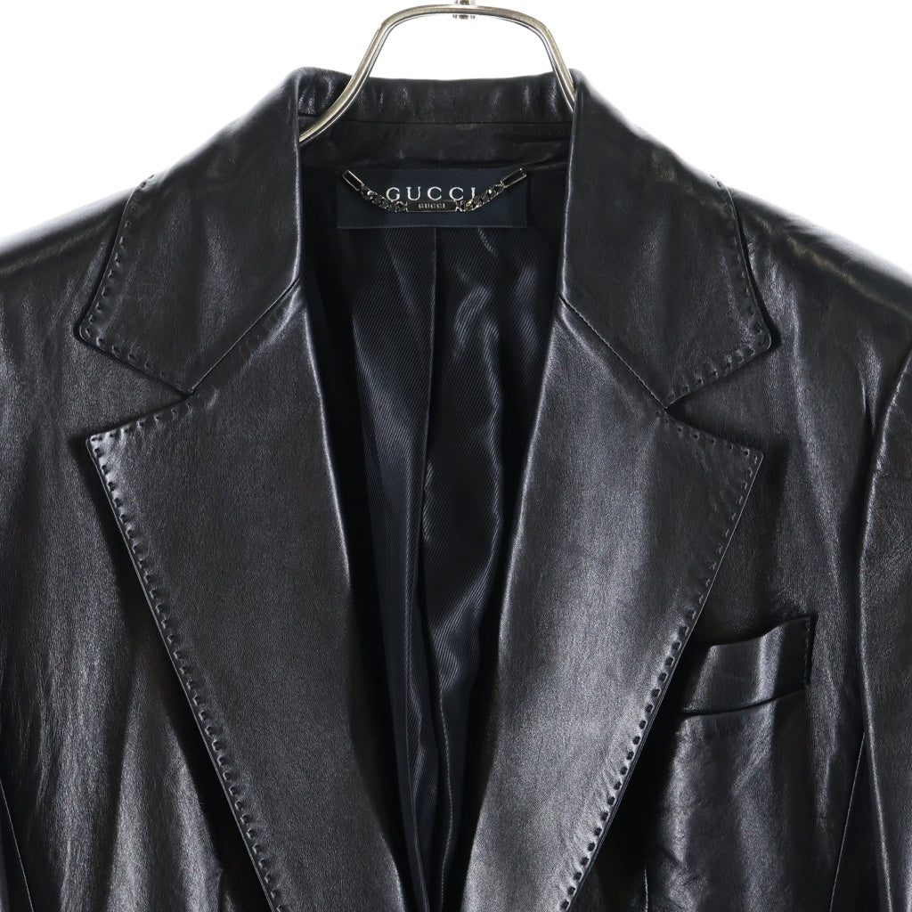 GUCCI(グッチ) シープスキン レザーテーラードジャケット アウター #38 ブラック 232 2944 7507 レディース