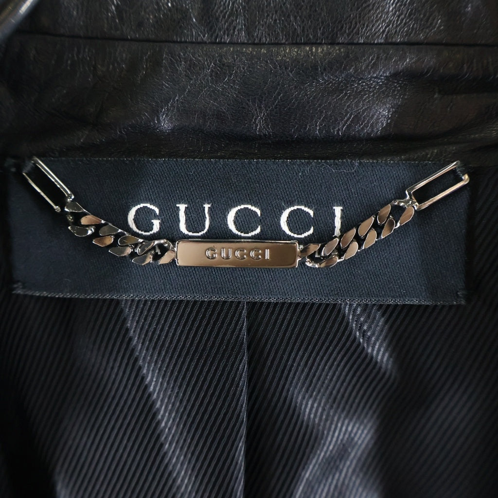 GUCCI(グッチ) シープスキン レザーテーラードジャケット アウター #38 ブラック 232 2944 7507 レディース