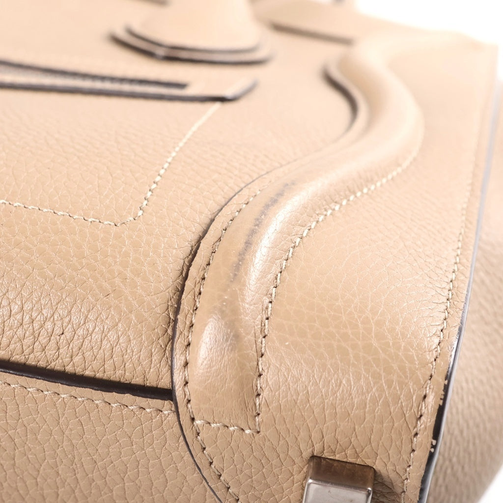 CELINE(セリーヌ) ラゲージ マイクロショッパー ハンドバック トートバック レザー ベージュ レディース