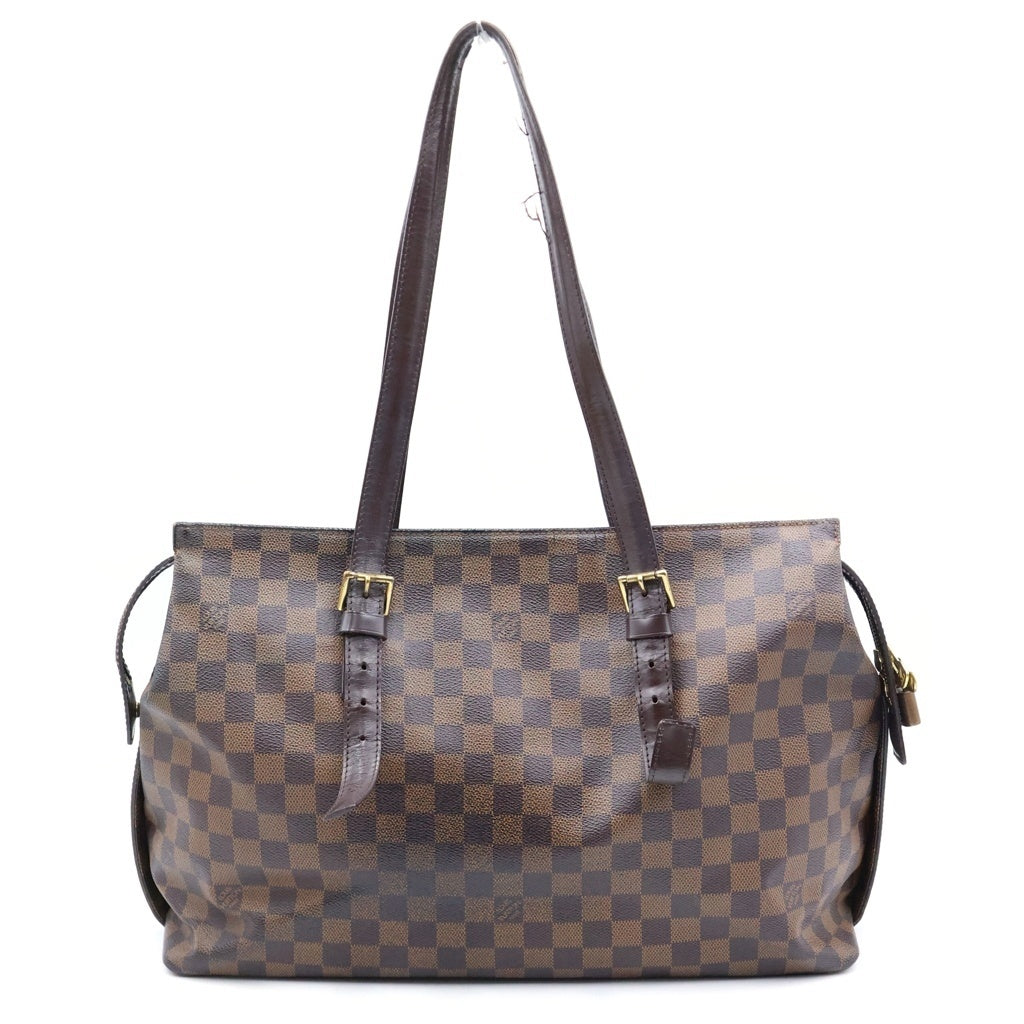LOUIS VUITTON(ルイヴィトン) ダミエエべヌ チェルシー トートバッグ ハンドバッグ ブラウン レザー×PVC N51119 ゴールド金具 レディース