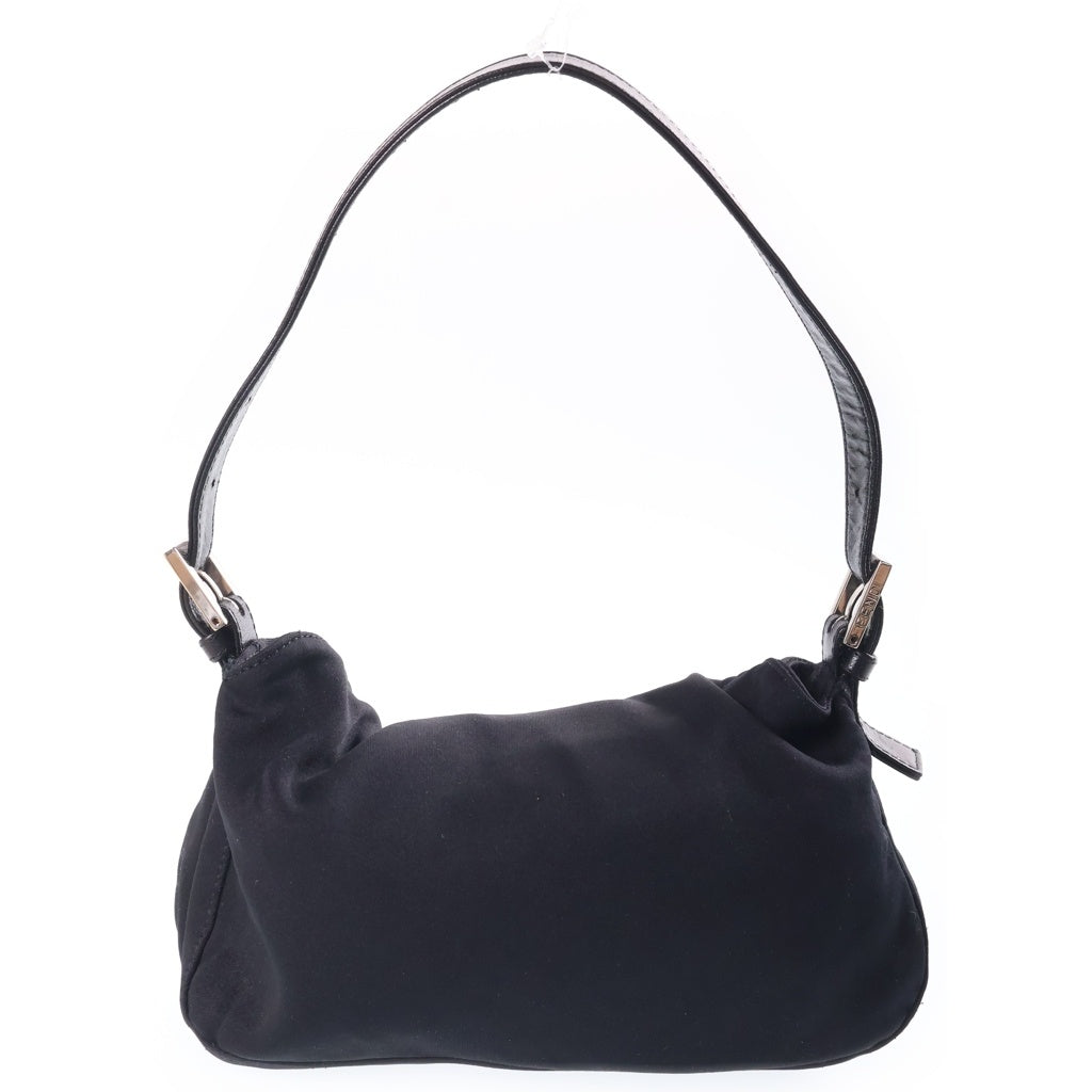 FENDI(フェンディ) フェンディ マンマバケット ワンショルダーバッグ ブラック レザー×コットン シルバー金具 レディース