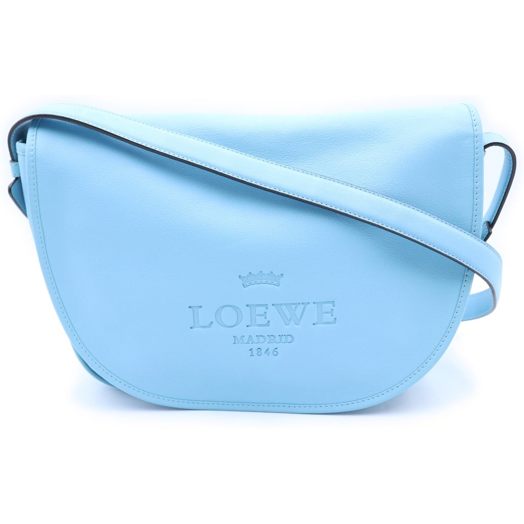 LOEWE(ロエベ) ヘリテージ ショルダーバッグ ロゴ レザー ブルー レディース