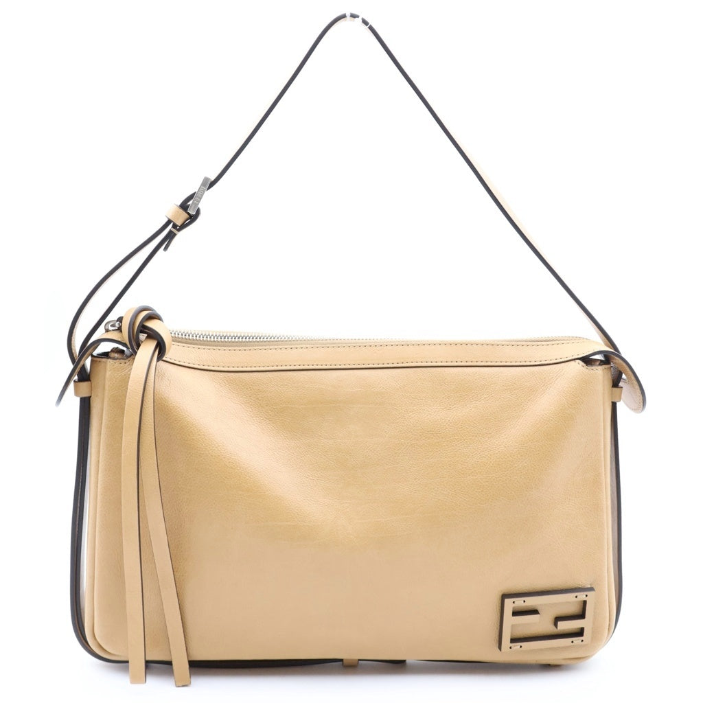 FENDI(フェンディ) シンプリー ショルダーバッグ FFロゴ レザー ライトブラウン 8BR829 レディース