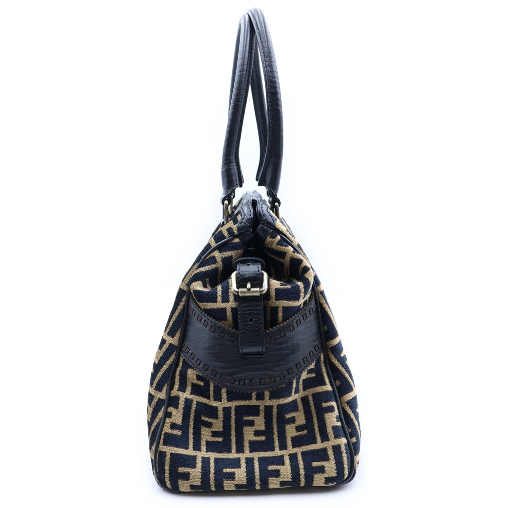 FENDI(フェンディ) エトニコ トートバッグ ズッカ柄 キャンバス ブラウン/ブラック 8BN162 レディース