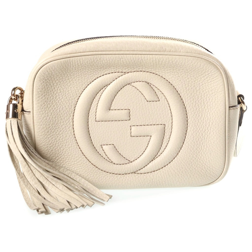 GUCCI(グッチ) ソーホー ディスコバッグ スモール ショルダーバック フリンジ レザー ホワイト 308364 レディース