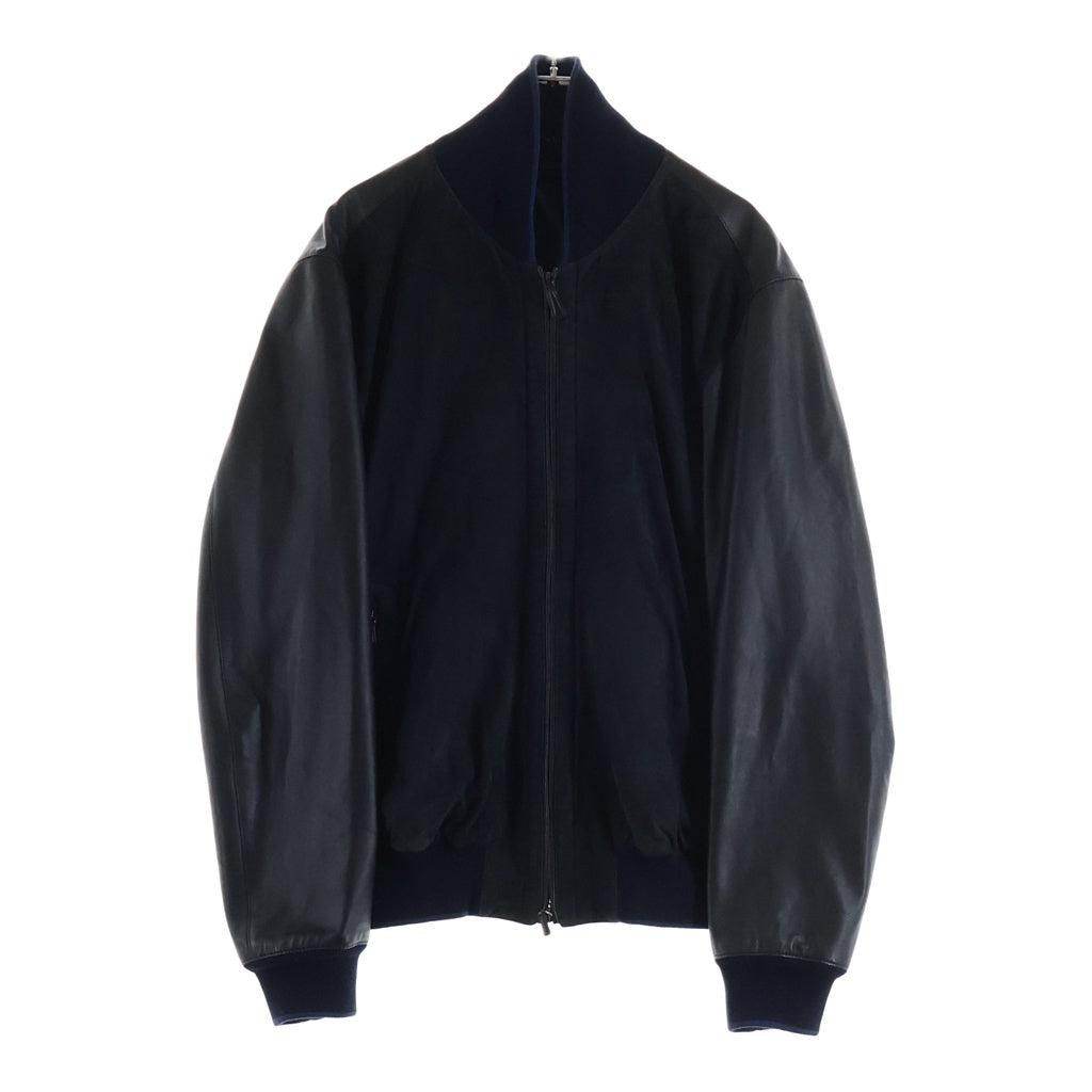 Ermenegildo Zegna(エルメネジルドゼニア) Leather Jacket スエード切り替え レザージャケット ジップアップ ブラック UCPSM-C55
