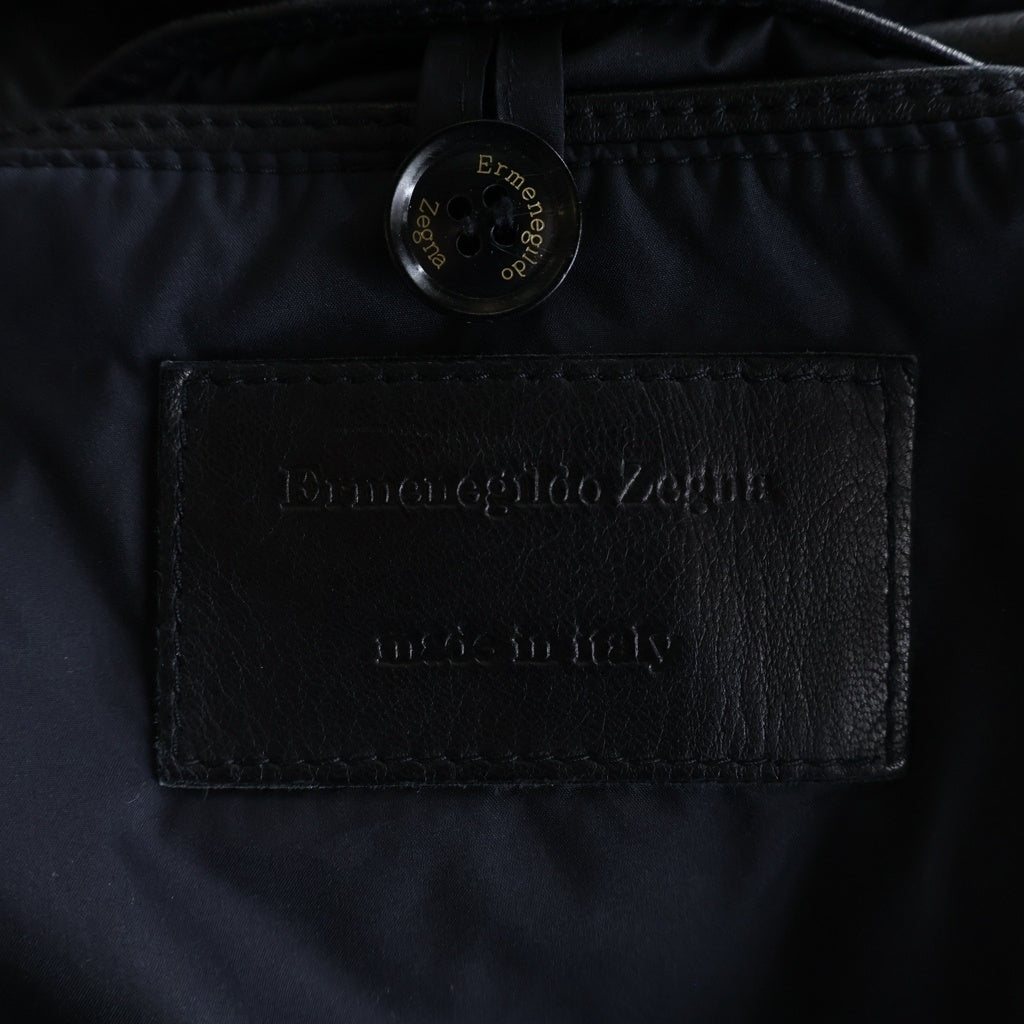 Ermenegildo Zegna(エルメネジルドゼニア) Leather Jacket スエード切り替え レザージャケット ジップアップ ブラック UCPSM-C55