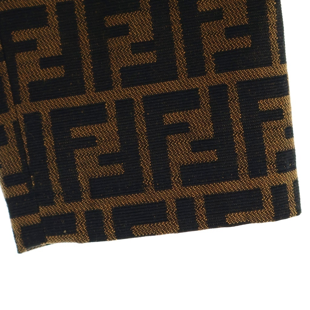 FENDI(フェンディ) ズッカ柄 ナイロン切り替え テーラードジャケット ライトジャケット ブラウン×ブラック #1 レディース