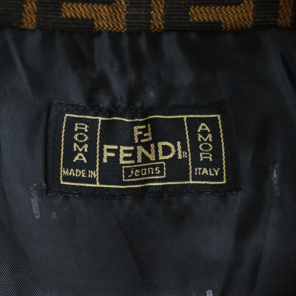 FENDI(フェンディ) ズッカ柄 ナイロン切り替え テーラードジャケット ライトジャケット ブラウン×ブラック #1 レディース