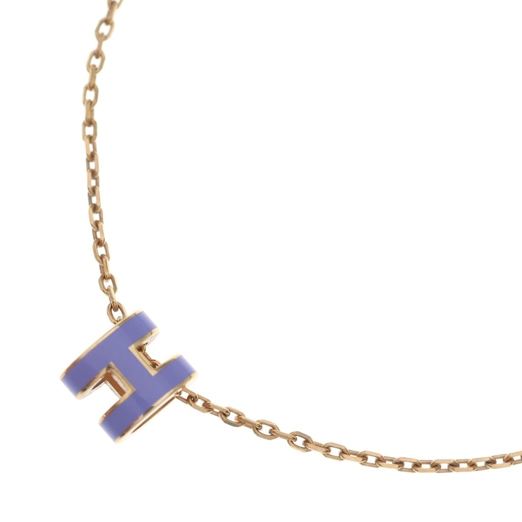HERMES(エルメス) ポップアッシュ ネックレス ペンダント チェーン ピンクゴールド×パープル レディース
