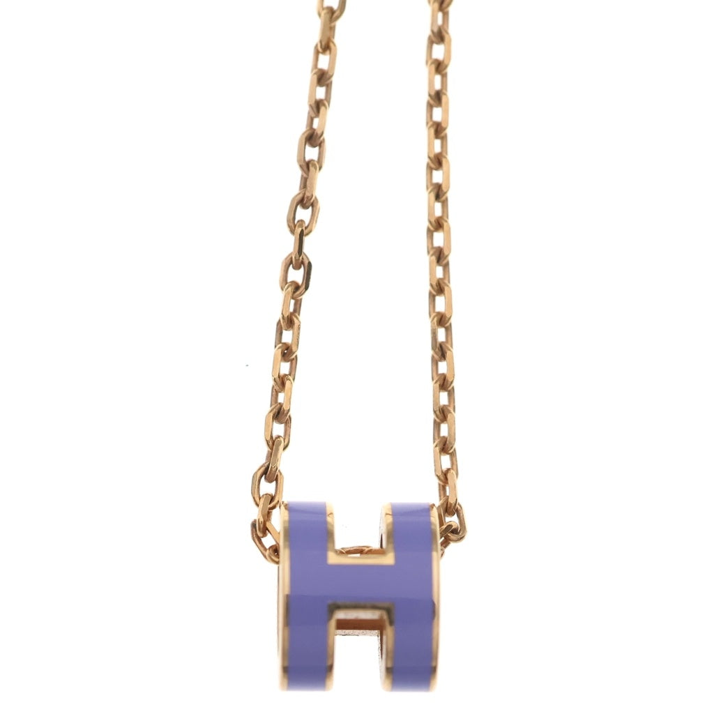 HERMES(エルメス) ポップアッシュ ネックレス ペンダント チェーン ピンクゴールド×パープル レディース