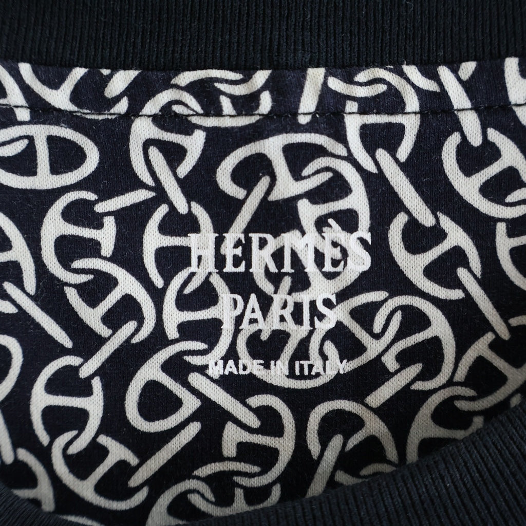 HERMES(エルメス) Tシャツ ブラック×ホワイト シェーヌダンクル コットン 4E4620DB レディース