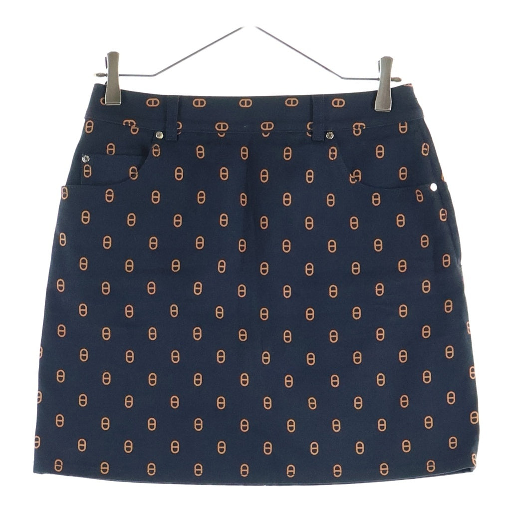 HERMES(エルメス) ミニスカート ネイビー シェーヌダンクル コットン シルバー金具 4H0315D3 レディース