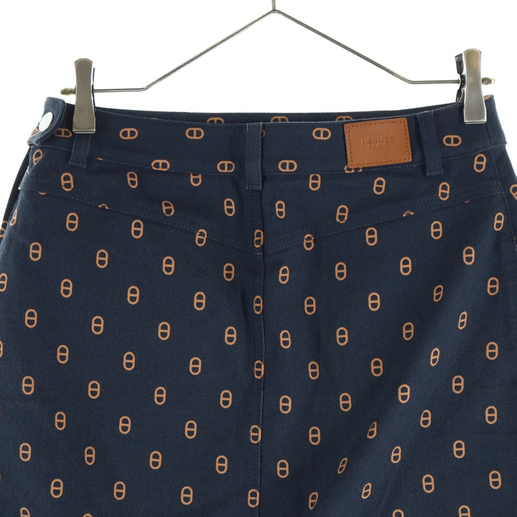 HERMES(エルメス) ミニスカート ネイビー シェーヌダンクル コットン シルバー金具 4H0315D3 レディース