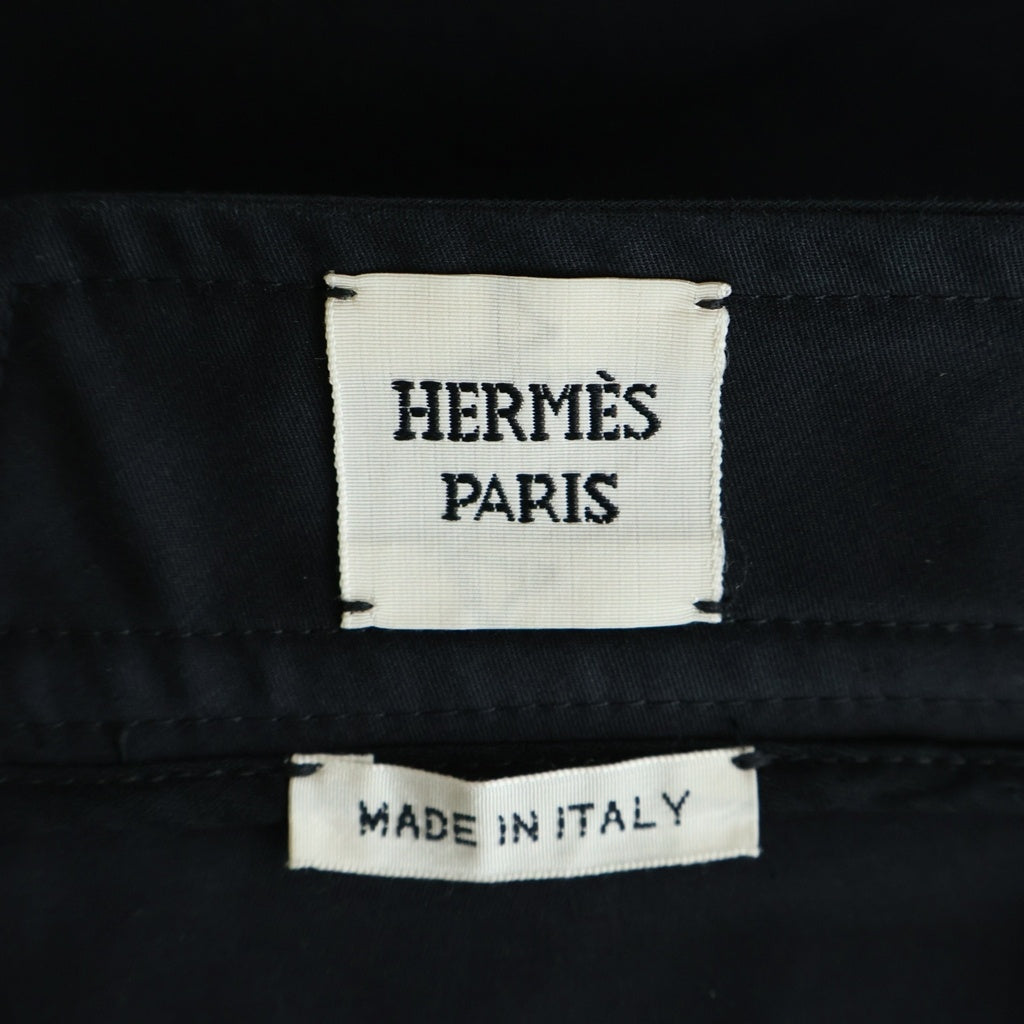 HERMES(エルメス) ショートパンツ ブラック 無地 シルバー金具 コットン 4E0405DQ レディース