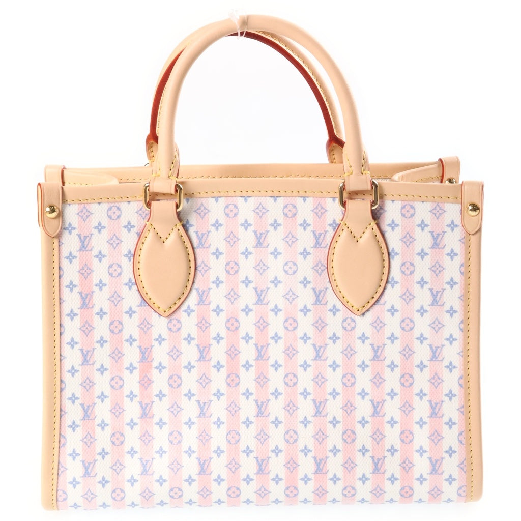 LOUIS VUITTON(ルイヴィトン) LVスタンプ コレクション オンザゴーPM トートバック 2wayショルダー コーティッド キャンバス ホワイト/ピンク/ブルー M29477 レディース