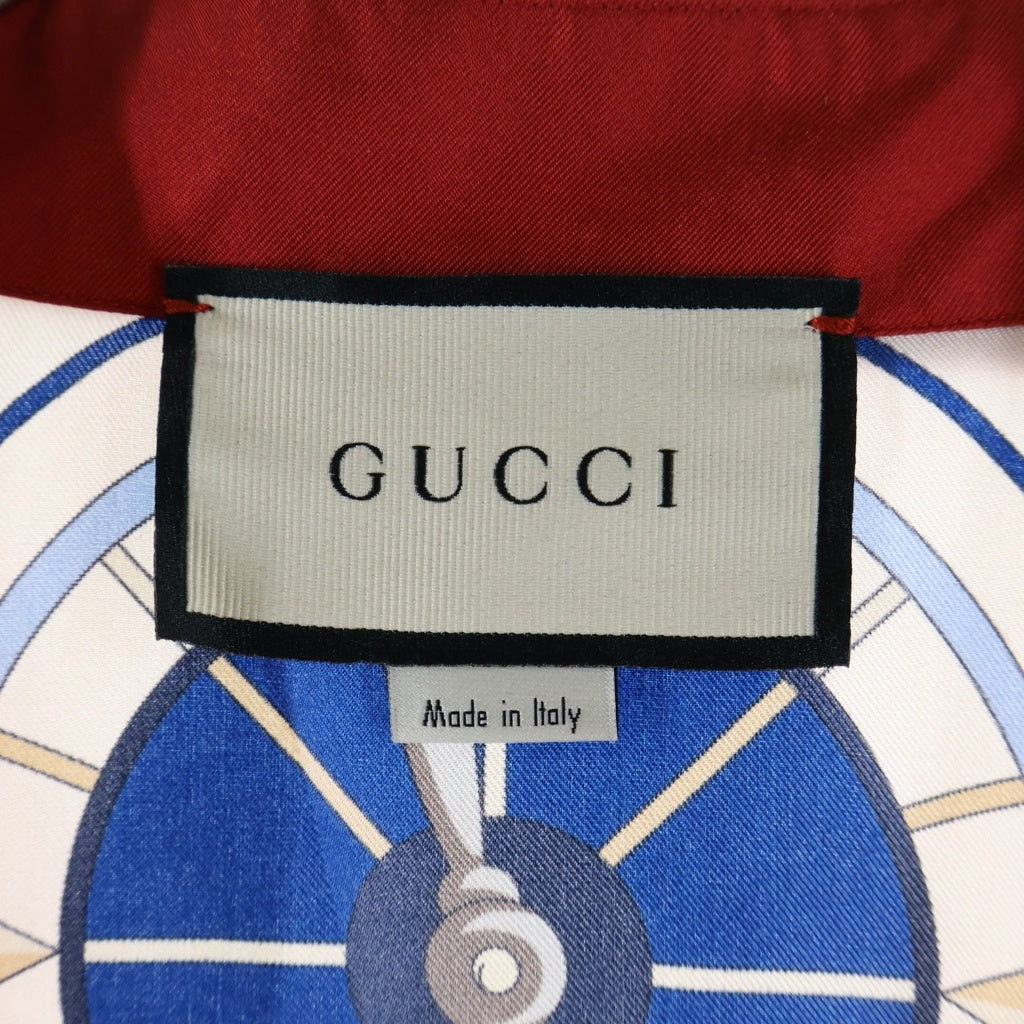 GUCCI(グッチ) シルク半袖ボウリングシャツ ホワイト×レッド 599666 レディース