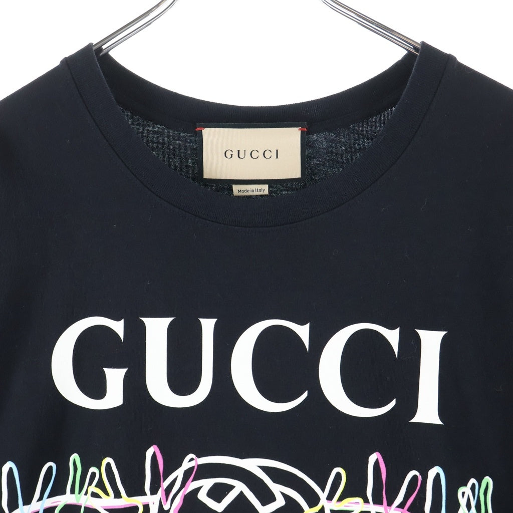 GUCCI(グッチ) ラビットプリント クルーネック半袖Tシャツ ブラック 548334 レディース