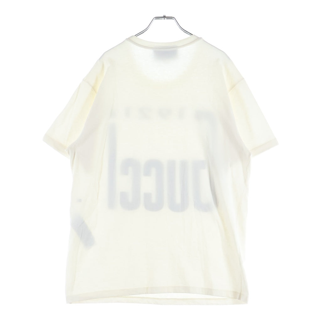 GUCCI(グッチ) クリスタル ロゴプリント ビジュー装飾 1921 半袖Tシャツ カットソー ホワイト/ブラック 615044 レディース