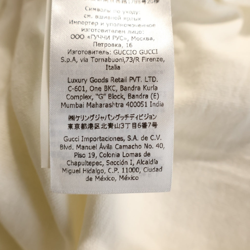 GUCCI(グッチ) クリスタル ロゴプリント ビジュー装飾 1921 半袖Tシャツ カットソー ホワイト/ブラック 615044 レディース