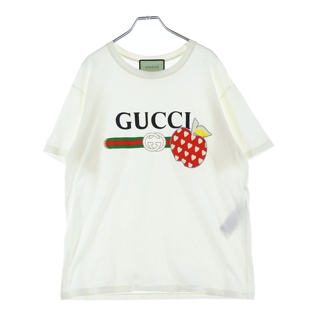 GUCCI(グッチ) 21AW Les Pommes S/S Tee レ ポム フロントプリント 半袖Tシャツ カットソー コットン ホワイト 548334 XJDNC レディース